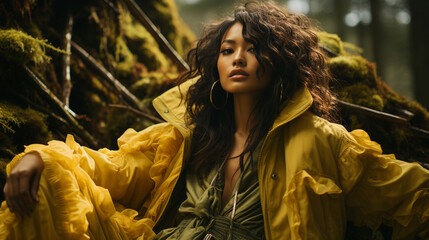 An editorial photo shoot of an Asian Woman in yellow #006