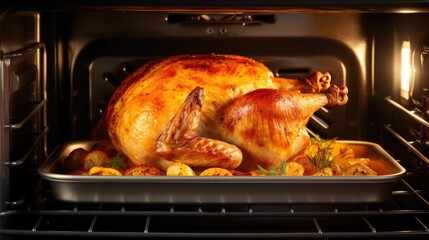 Roasted whole chicken in the oven