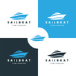 vector logo design of ocean sea water beach summer sailing tourism for travel,tour, yacht, hotel ship, hospitality