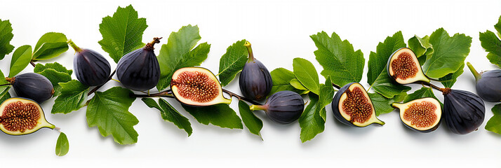 Image of fresh black figs on white background