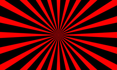 Red and black starburst, Radial, radiating lines  Sunburst pattern, vector illustration