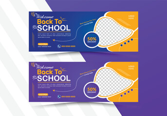 school education social media cover page layout & kids school admission web banner template design s