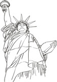 Fototapeta Nowy Jork - hand drawn vector illustration of Statue of Liberty