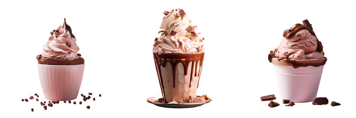 Sticker - transparent background with cup of chocolate ice cream