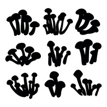 Honey Mushrooms Silhouette Set Stencil Templates