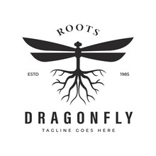 Dragonfly Silhouette Inspiration With Rooted Tail Vintage Retro Vector Design