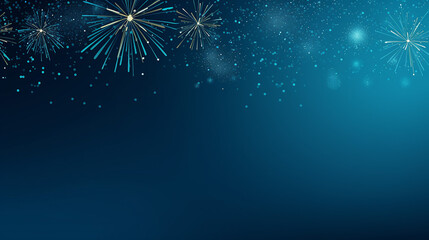 Wall Mural - fireworks on blue background with stars and space for text