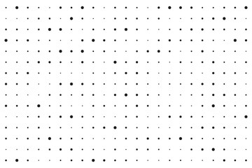 Wall Mural - dot grid halftone background. different sized round points seamless pattern. abstract monochrome ret