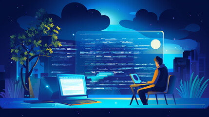 flat design of web development user interface application coding and programming