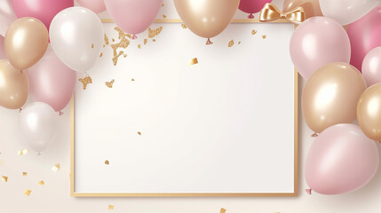 Wall Mural - happy birthday holiday banner with glittering golden