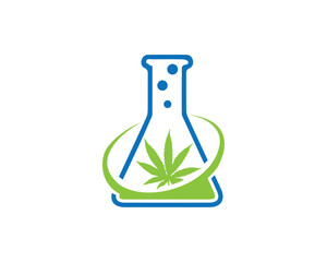 Wall Mural - Lab and cannabis logo