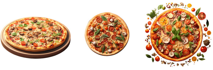 Sticker - Yummy veggie pizza on a transparent background