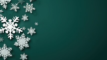 Canvas Print - Emerald background with snowflakes