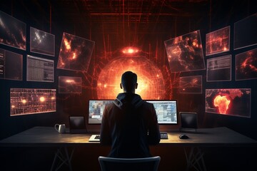 concept of cyber security vesus cyber attack/hacker