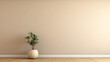 empty room interior background beige wall pot with sunlight