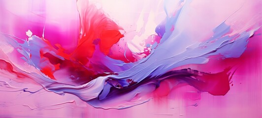 Wall Mural - Abstract marbling oil acrylic paint background illustration art wallpaper - Pink purple red colors with liquid fluid marbled paper texture banner painting texture