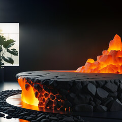 Wall Mural - display podium with glowing lava stone