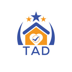 TAD House logo Letter logo and star icon. Blue vector image on white background. KJG house Monogram home logo picture design and best business icon. 
