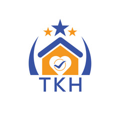 TKH House logo Letter logo and star icon. Blue vector image on white background. KJG house Monogram home logo picture design and best business icon. 
