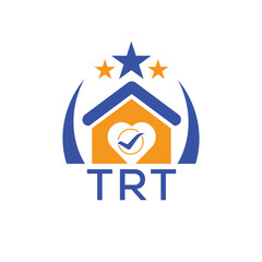 TRT House logo Letter logo and star icon. Blue vector image on white background. KJG house Monogram home logo picture design and best business icon. 
