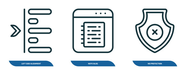 Wall Mural - set of 3 linear icons from user interface concept. outline icons such as left side alignment, note b