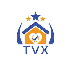 TVX House logo Letter logo and star icon. Blue vector image on white background. KJG house Monogram home logo picture design and best business icon. 
