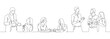 © Somkiat - Continuous one line drawing office workers take coffee breaks and socialize together