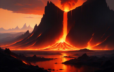 Wall Mural - the surface of the lava, background, Generative AI