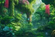 A lush, verdant paradise of bio-engineered ecosystems, with vibrant colors and intricate details.Created with generative AI