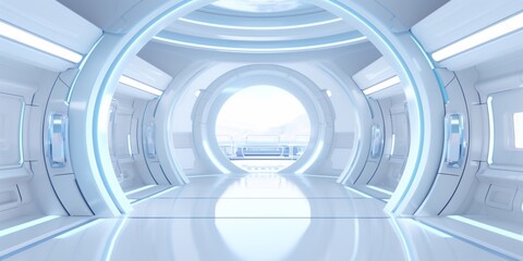 Wall Mural - Modern interior futuristic clinic. White corridor