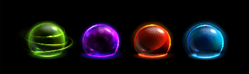 Wall Mural - 3d protect force bubble and shield sphere effect. dome barrier technology abstract vector element. s