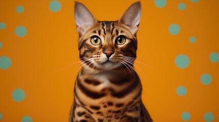 Wall Mural - Cat isolated on orange background