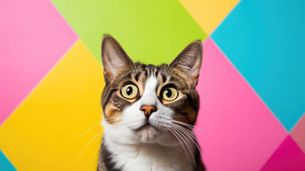 Poster - Cat isolated on colored background