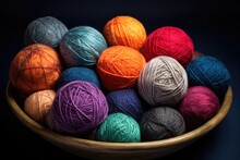 Wool Yarn Balls In Various Colors And Textures