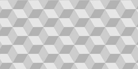 Wall Mural - Seamless geometric pattern abstract background. abstract cubes geometric white and gray color hexagon technology background. digital cube honeycomb Front view of white texture for background.