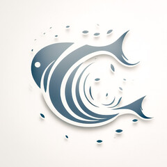 Wall Mural - Creative illustration with a fish on a white background, generative AI.