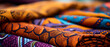 Kolorowe materiały na uszycie chitenge, kitenge. Afrykanskie ubranie. Wzorzyste tło.