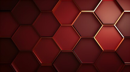 Abstract Background of hexagonal Shapes in burgundy Colors. Geometric 3D Wallpaper
