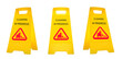 Mock up yellow warning sign with message Cleaning in progress