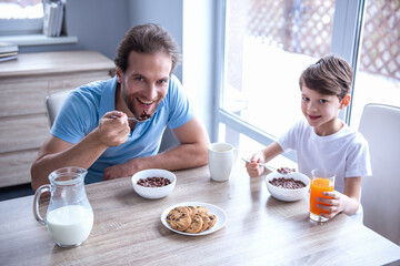 Wall Mural - Father and son in kitchen