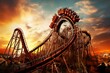 Amusement ride with tracks that rapidly ascend and descend, giving thrill seekers both fear and excitement. Generative AI