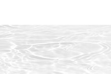 White Water With Ripples On The Surface. Defocus Blurred Transparent White Colored Clear Calm Water Surface Texture With Splashes And Bubbles. Water Waves With Shining Pattern Texture Background.