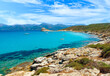 Corse (France) - Corsica is a big touristic french island in Mediterranean Sea, with beautiful beachs and mountains. Here a view of the Sentier du littoral from Saint-Florent at Plage de Lotu