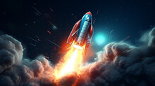 Rocket Start 3d Cartoon Graphics Computer Design Idea Startup Internet Technology Speed