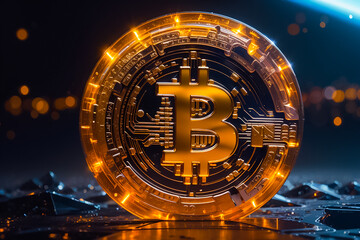 golden bitcoin background