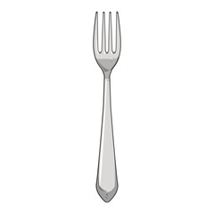 Sticker - silverware fork cartoon. dinner plate, silhouette symbol, silver tableware silverware fork sign. isolated symbol vector illustration