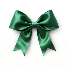 Wall Mural - Realistic green party gift bow decoration against a white background