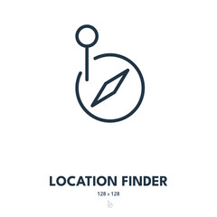 location finder icon. navigation, gps, compass. editable stroke. simple vector icon