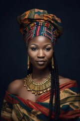 Wall Mural - cropped portrait of a beautiful african woman wearing traditional clothing