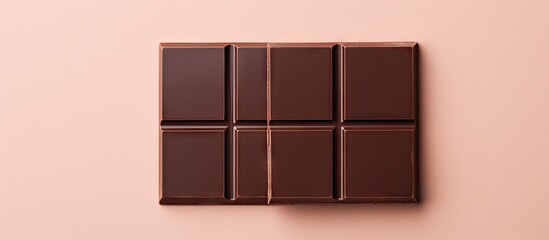 Leinwandbilder - Closeup of two dark chocolate bars on a isolated pastel background Copy space